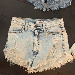 Ripped jean shorts